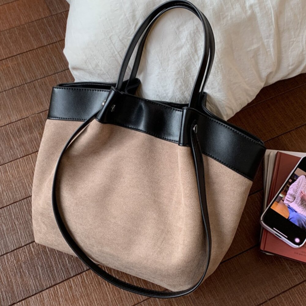 Lightweight Classic Color Tote Bag - Khaki